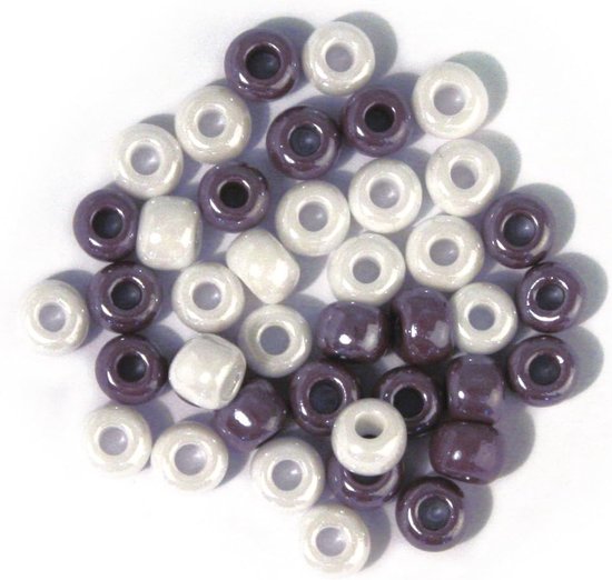 1441600 glas groÃlochradl, opak,grijs, paars, wit, ø 6 mm, doos