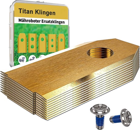 15 titanium reservemessen voor Ecovacs GOAT G1 serie robotmaaier, met 15 veiligheidsschroeven, DIN EN 50636-2-107 getest, scherp, duurzaam, roestvrij en stil, met opbergdoos