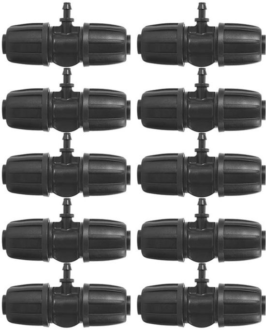 16 mm naar 4/7 Tuin Barbed Tee-Connector - 10 stuks voor PE-slangen en tuinirrigatiesystemen