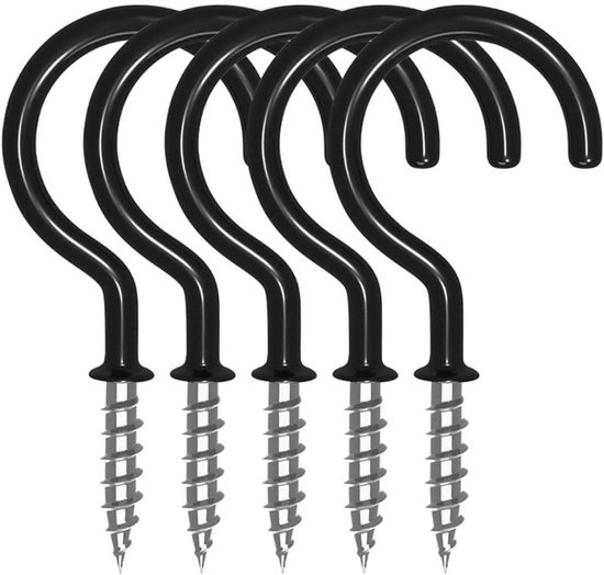 16 Stuks Schroefhaken - 2,9 Inch Metalen Plafondhaken met PVC Coating voor het Ophangen van Planten, Keukenaccessoires en Decoratie van Merkloos