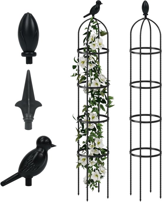 175 cm Tuin Obelisk Klimrek voor Klimplanten, Ronde Metalen Plantsteun voor Rozen, Clematis en Jasmijn, Duurzaam en Stijlvol Voor Binnen en Buiten