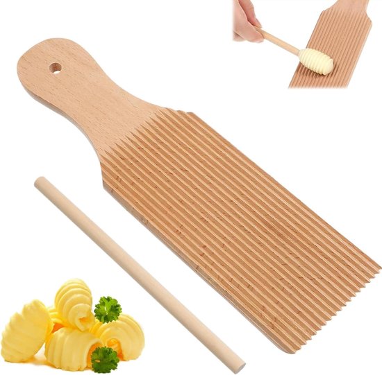 1Pcs Wooden Pasta Board, Gnocchi Board with Groove Pattern & Ravioli Maker for Homemade Pasta - ShopVlot
