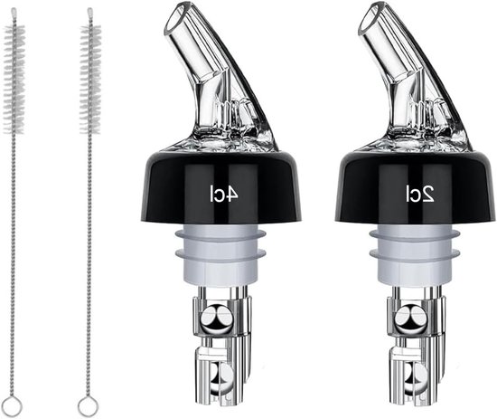 2 cl/4 cl schenktuit set van 2, geschikt voor wijn, sterke dranken, cocktails en olie, ideaal voor precisie schenken
