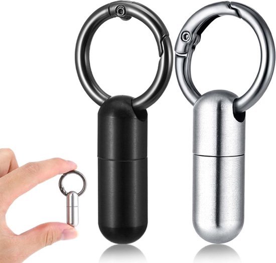2-delige Micro Sleutelhanger-Pillenhouder - Waterdichte Medicijnhouder voor Kleine Pillen, Ideaal voor Reizen en Buitenactiviteiten, Compact en Handig voor in je Portemonnee