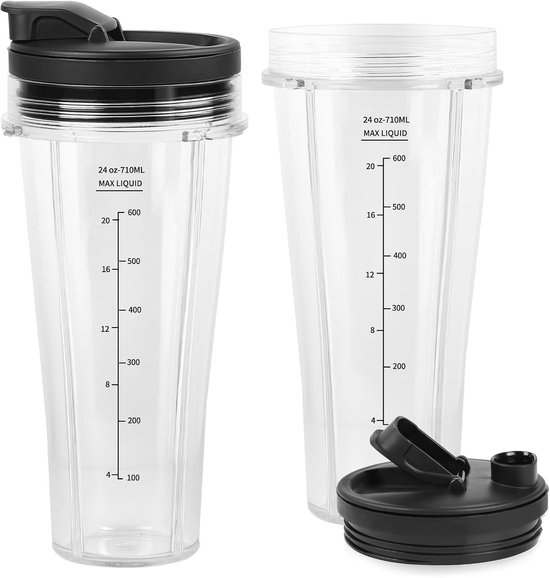 2-delige Mixer Cup Set 710ml (24oz) Geschikt voor Ninja Blender & Mixer, Reserveonderdelen voor Voedselverwerker, Perfect voor Smoothies en Shakes