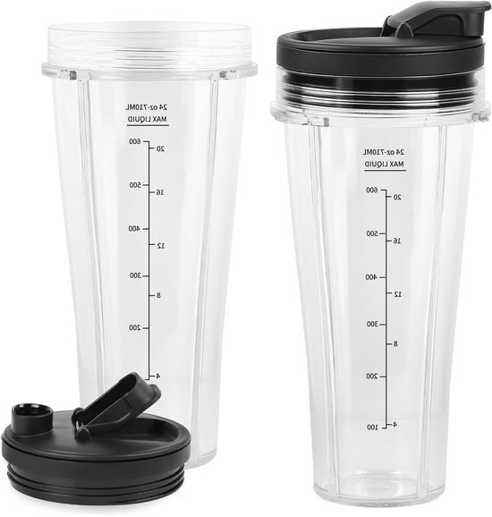 2-delige Mixer Cup Set 710ml Geschikt voor Ninja Blender en Mixer - Reserveonderdelen voor Voedselprocessor