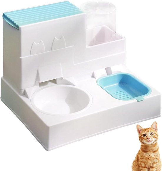 2-in-1 Automatische Gravity Voederdispenser en Waterdispenser voor Kleine Huisdieren - Makkelijk Schoon te Maken en Ideaal voor Katten en Honden