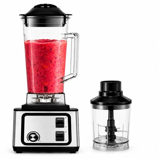 2-in-1 Blender 2,5 Liter - Smoothie Maker met Hakmolen - Krachtige Keukenmixer voor Smoothies en Milkshakes
