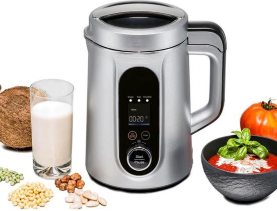 2 in 1 Blender – Soepmaker – Slowjuicer – LED Display – Eenvoudige Bediening – 9 Programma’s – RVS – 1400W – Zilver van Cenocco