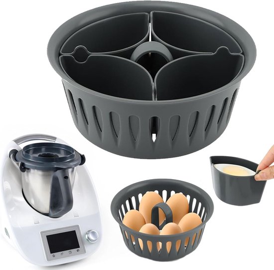 2-in-1 Eierkoker - Eierhouder - Poacher - Thermomix accessoires - Eieren koken - Voedselverwerker accessoires voor 4 gepocheerde eieren en 6 gekookte eieren - BPA vrij van Thermomix