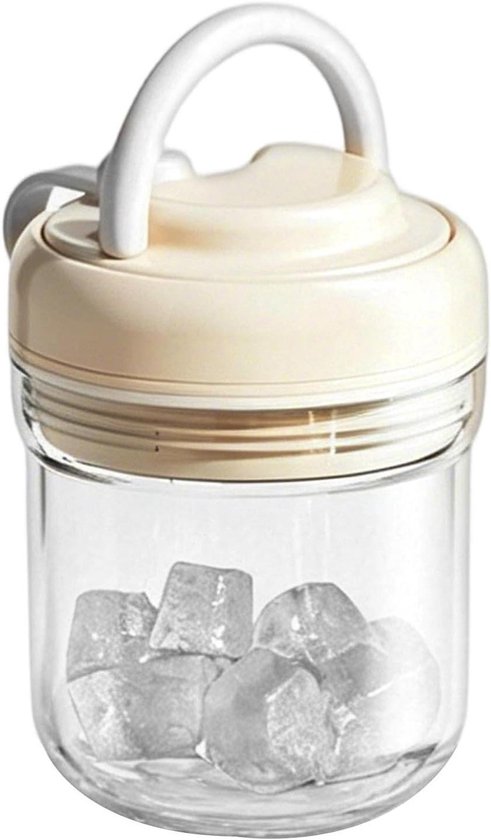 2-in-1 IJsfles - Draagbare IJsmaker - Dranken Koelen - Contactloos Verwijderen - 9.3x9.3x12 cm - Crèmetinten
