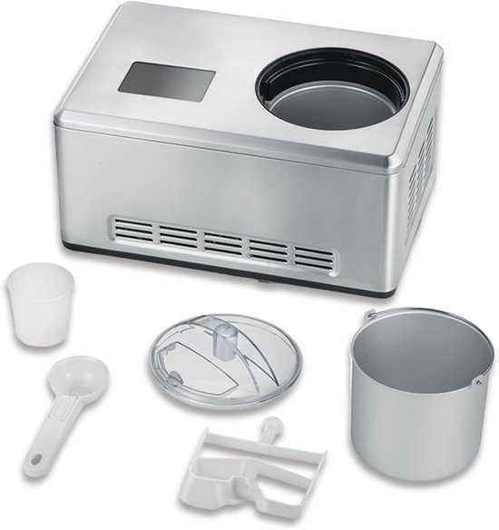 2-in-1 IJsmachine - Yoghurtfunctie - Compressor - Incl. 2 IJsbakjes - RVS - EZ 7406 - Krachtig & Stil van Emerio
