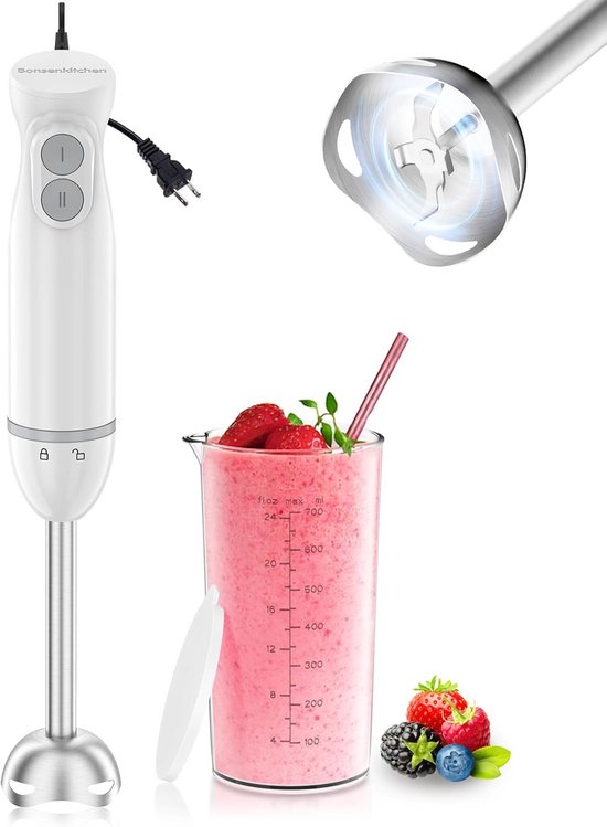 2-in-1 Pureerstaaf 1000 W - Roestvrijstalen Staafmixer met Maatbeker voor Babyvoeding en Smoothies van MOA