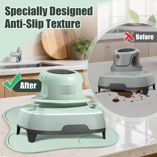 2-in-1 Set - Beschermhoes voor Airfryer met Kabel Organizer en Siliconen Warmtebestendige Mat | Antislip Werkbladmat en Deksel voor Keukenaccessoires in Groen