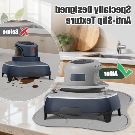 2-in-1 Set voor Airfryer - Beschermhoes met Kabelorganizer en Siliconen Warmtebestendige Mat | Antislip Werkbladmat en Deksel voor Keukenaccessoires (Grijs) van Merkloos