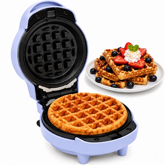 2-in-1 Wafel- en Pannenkoekenmaker - Wafelijzer met Verwisselbare Platen - Pannenkoeken Maker met Koudgrepen - Mini Wafelmaker met Anti Aanbaklaag - Pancake Maker - Uitneembare Platen - Waffle Maker - Wafelmachine - Waffle Iron - Blauw - Löwenthal