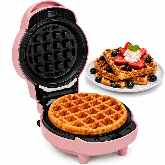 2-in-1 Wafelmaker - Wafelijzer met Verwisselbare Platen - Mini Wafelmaker met Anti Aanbaklaag - Wafel & Pannenkoeken Maker met Koudgrepen - Pancake Maker - Uitneembare Platen - Waffle Maker - Wafelmachine - Waffle Iron - Roze - Löwenthal