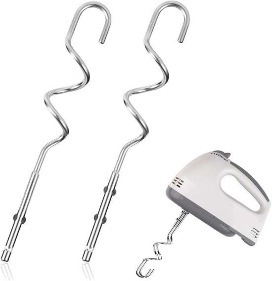 2 kneedhaken voor handmixer, roerhaken van roestvrij staal, accessoires voor handmixer en automatische mixer