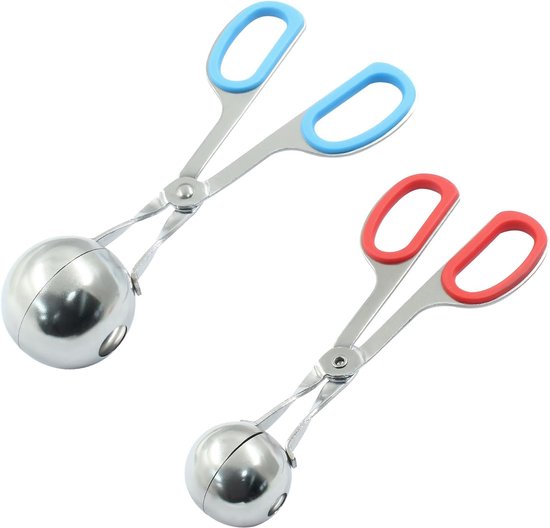 2 Pack Mini Vlees Baller Maker, 3,5 cm & 4,5 cm RVS Gehaktballen Scoop Ball Maker, Gehaktballen Maker, Cake Pop Baller Scooper, Tang voor Cake, Ijs, Cookie Deeg Scoop van Nocosy