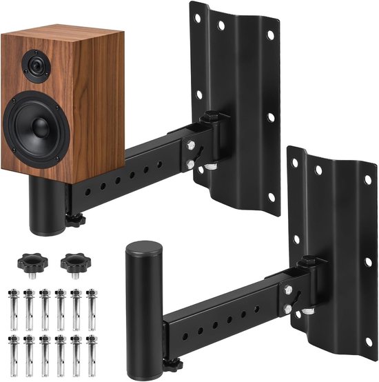 2-Pack Muurbeugel voor Luidspreker, 180 Graden Draaiend, Stevige Beugel met 60 Graden Kanteling, Geschikt voor Diverse Luidsprekers tot 40kg van Merkloos