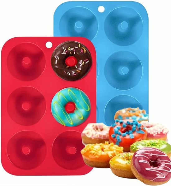 2 Pack Silicone Donut Bakvormen - Non-Stick Mallen voor Volle Donuts, Muffins en Bagels - BPA Vrij, Makkelijk Schoon te Maken en Ovenbestendig