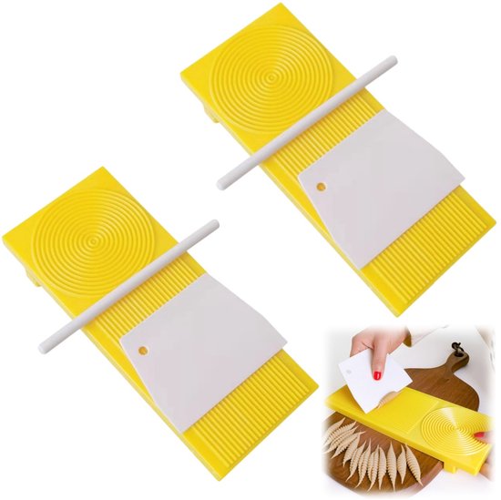 2 set - Pastaplank - Italiaanse pastaplank - Kneedplank - Noedelplank - Bakplank voor deeg - Handmatige pastamaker - Gnocchiplank - Keukenaccessoires - Geel - 10x24,5cm - Te gebruiken voor het maken van macaroni, italiaanse aardappelknoedels en pasta