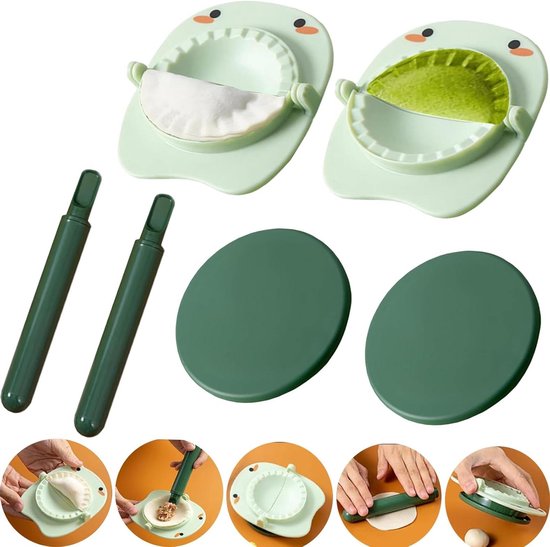 2 sets dumpling molds - Pasta machine ergonomic manual dumpling machine Chinese dumpling mold three in one (green) van SLequipo