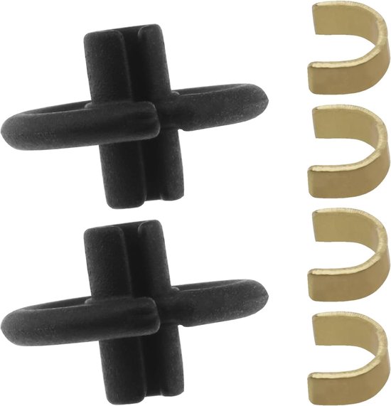 2 Sets Kisser Buttons Fit For All Types of Bows Compound Recurve Archery Buckle With 4PCS Copper Anchor Clips, Black Golden