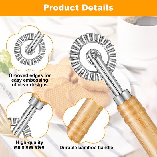 2 STKS Pasta Cutter Wiel, Gebak En Pasta Cutter Wiel Gebak Ravioli Wiel Cutter Met Lange Houten Handvat Voor Ravioli Pasta Dumplings Lasagne Pierogi
