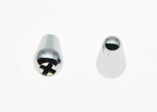 2 Stuks 5-Weg Pickup Schakelaar Tip voor Gitaar - Switch Cap en Knop voor Stratocaster en Telecaster, Chroom Afwerking