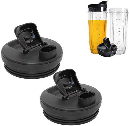 2 stuks - Blender vervangende onderdelen deksel - Compatibel voor 1000W Ninja Blender - 3,35 inch deksel - Deksel - Past op BL450 BL454 Auto-iQ BL480 BL481 BL482 BL687 - Zwart van Merkloos