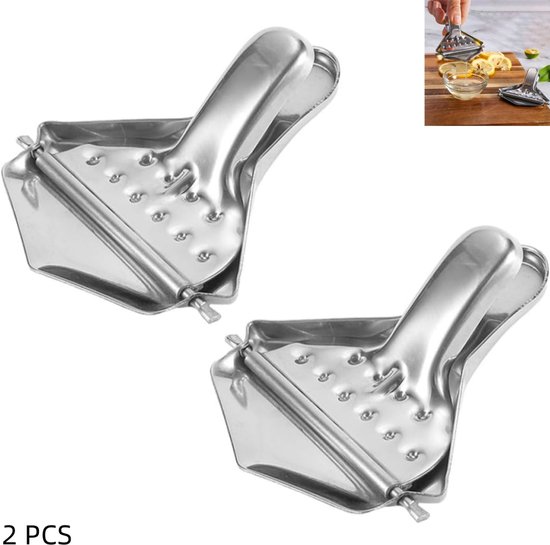 2 stuks - Citroenpers - Citroenpers met clip - voor citrusvruchten - voor het persen van sinaasappel- en citroensap - zilver - 8×6×1.5cm
