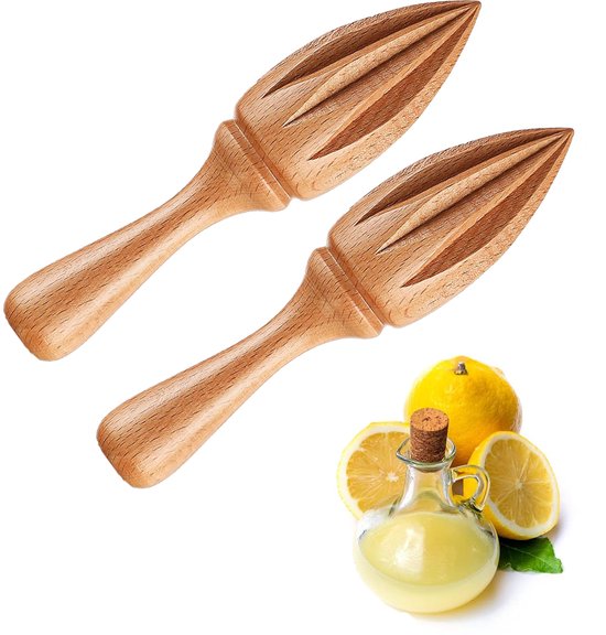 2-stuks citroenpers - Citruspers -Limoenpers - Handpers - Houten sapcentrifuge - Sapcentrifuge - Keukengereedschap - Geschikt voor citroenen, limoenen, mandarijnen, bars, cafés, restaurants - Houtkleur van Merkloos