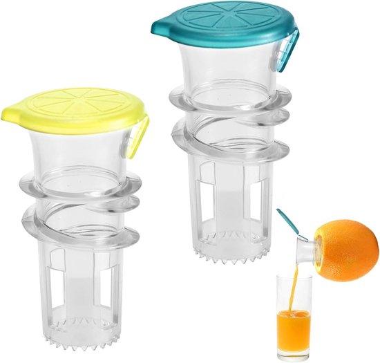 2 Stuks Draagbare Plastic Citroenpersen, Compacte Handmatige Citrus Juicer met Deksel voor Dranken en Cocktails, Ideaal voor Keukengebruik