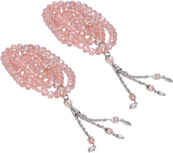 2 Stuks Gebedskralen met Telling en Scheiding voor Tasbih en Mihrab - 99 Kralen in Prachtig Ontwerp, Rozenkwarts Kralen voor Meditatie en Spirituele Praktijken