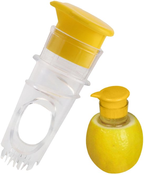 2 stuks Handmatige citroenpers - Citrus limoenpers - BPA-vrij - Geen vieze handen - Citroenpers - Compacte citruspers met deksel en geïntegreerd filter - Geel van Merkloos