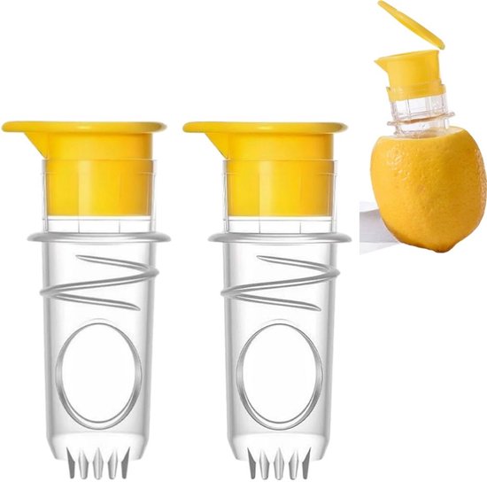 2 stuks handmatige citruspers - met filter voor puur sap - citroenpers - sinaasappelpers - 3,7*2*8cm - geschikt voor thuisgebruik voor het extraheren van citroen- en sinaasappelsap - geel.