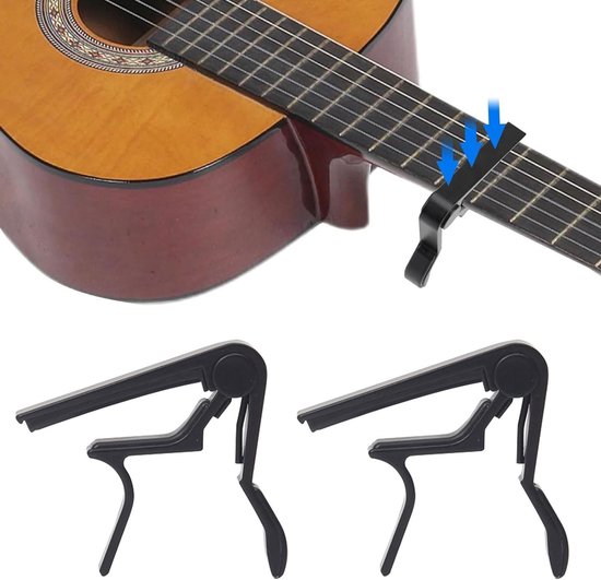 2 Stuks Lichtgewicht Capodasters voor Akoestische Gitaren, Perfect voor Muzikanten en Gitaarspelers, Zwart van Merkloos