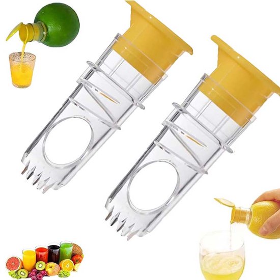 2 Stuks Mini Citroen Handpers - Nieuw Model Spiraalvormige Citroenpers - Mini Handmatige Sapmaker - Draagbare Handheld Pers Met Deksel - Ideaal Voor Cocktail Drankjes En Koken (Geel)