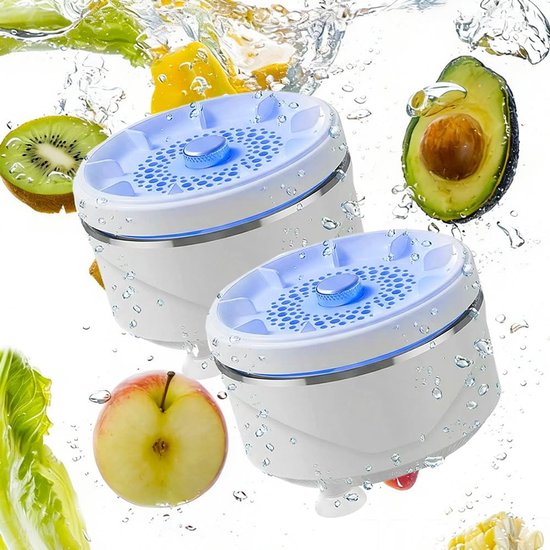 2 Stuks Pesticiden Reiniger - Draagbare Groente- en Fruitreiniger - Draadloze Groentewasser - 15W Krachtige Vortex - 4 Instelbare Standen - 3600mAh Grote Accu - Produce Purifier - Titanium Zuivering - IPX7 - Groentereiniger - Voor Fruit, Groenten