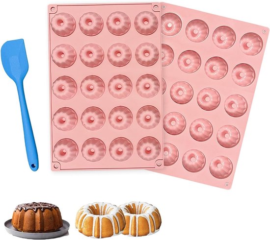 2 Stuks Silicone Turban Vormpjes voor Mini Muffins en Taartjes, Ideaal voor Bakken en Decoreren, 29 x 19.5 cm van Merkloos
