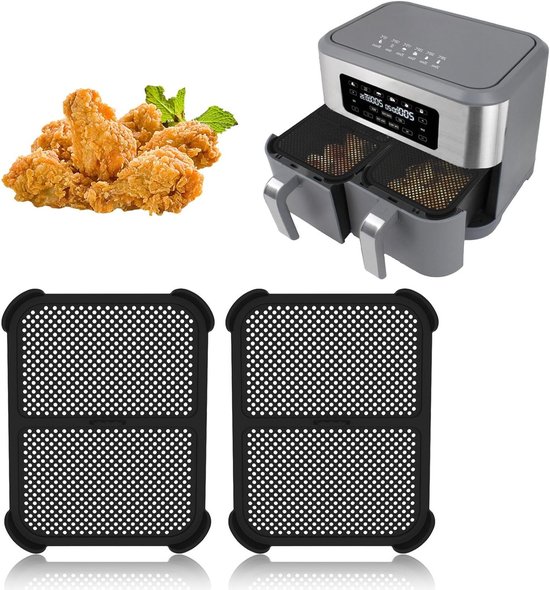 2 Stuks Siliconen Spatbescherming voor Airfryer, Effectieve Vetbescherming en Keukenaccessoires voor Veilig Koken