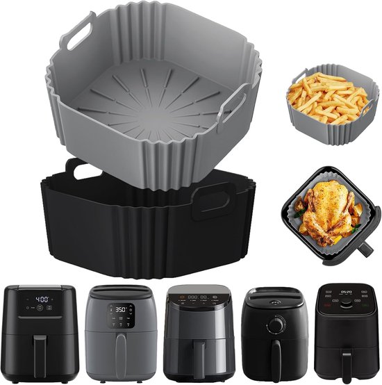 2 Stuks Siliconen Vorm, Compatibel Met Ninja CRISPi 1,4 L,Tomado 2L,Tristar 2L,alpina 2L,Home Trends 2L En Andere Heteluchtfriteuses Met 1-2L Capaciteit, BPA-Vrij, Antiaanbak Airfryer Accessoires