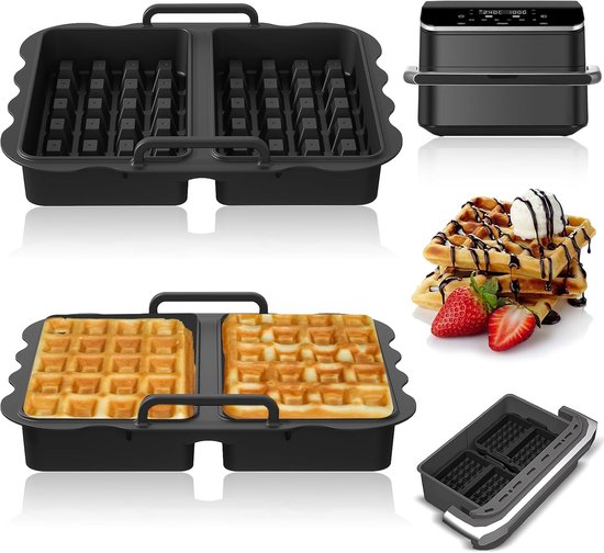 2 stuks siliconen wafelvorm voor Cosori heteluchtfriteuse, 10 liter, wafelvorm voor Airfryer Ninja Af500EU en Ninja SL400EU, siliconen vorm, wafelinzet voor heteluchtfriteuse, accessoires