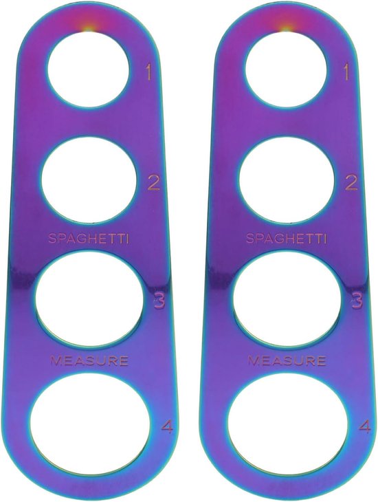 2 stuks spaghetti-pastameter - roestvrijstalen noedelmeetinstrument met vier portiegaten voor nauwkeurig en snel serveren. Keukenkookgids
