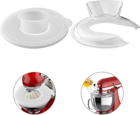 2 Stuks Spatbescherming voor 4.5 en 5QT Keukenmachines - Gietbescherming en Mengkomdeksel voor Gemakkelijk Mixen en Fermenteren van Merkloos