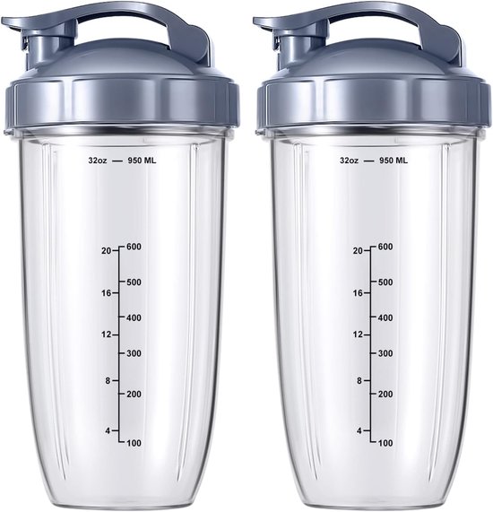 2 Stuks vervangende onderdelen Blenderaccessoire - Met 2x Flip Top To Go - Vervangende Blenderbekers - Blenderaccessoires - Geschikt voor NutriBullet 600W/900W blenderaccessoires van Merkloos