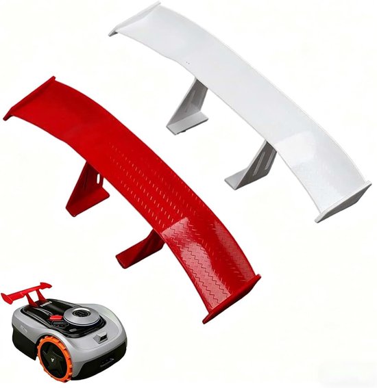 2 stuks zelfklevende mini-vleugels Wing Spoiler bouwpakket achtervin voor Worx M500 Plus, Navimow, Ecovacs Goat G1, Gardena enz., robotmaaier accessoires voor auto, robotmaaier (rood wit)