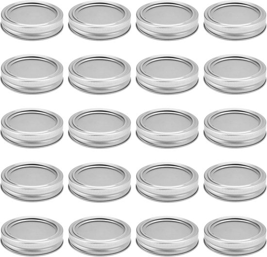 20 Stuks 70mm IJzeren Draaideksel voor Potten - Ideaal voor Inmaken en Bewaren, Zilver van Merkloos