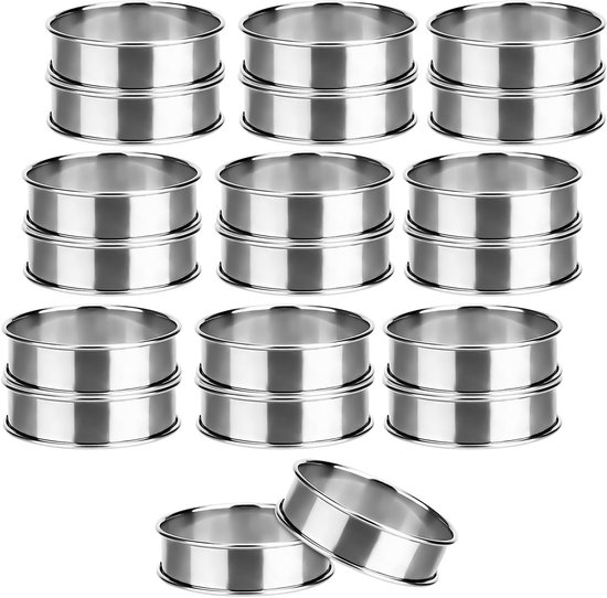 20 stuks 8 cm crumpetringen van roestvrij staal, bakringen voor mousse en Engelse muffins, ideaal voor de keuken en het bakken van taarten
